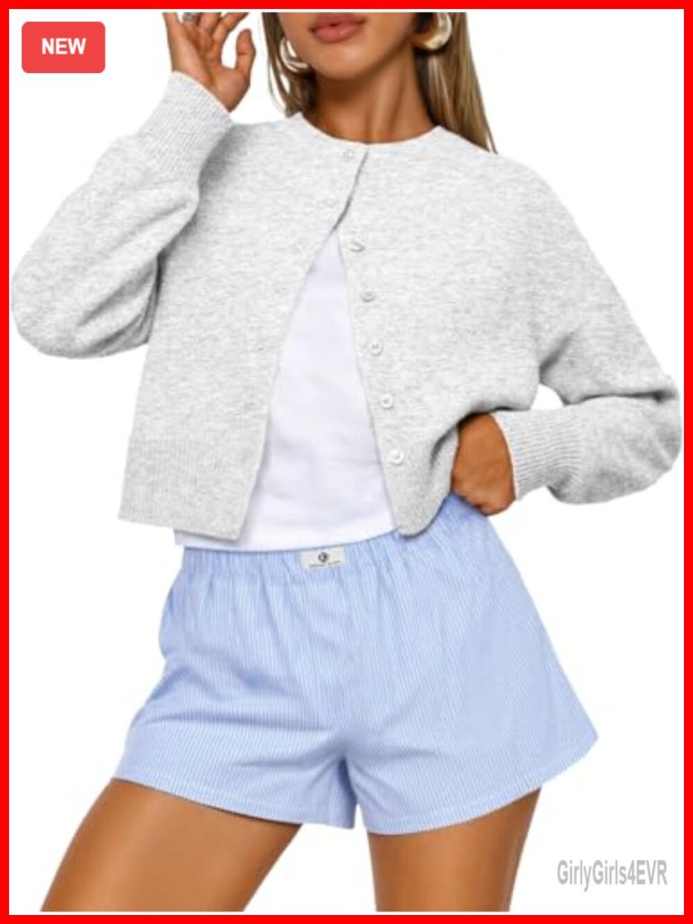 Cropped Cardigan Sweater Women Button Front Lightweight Knit